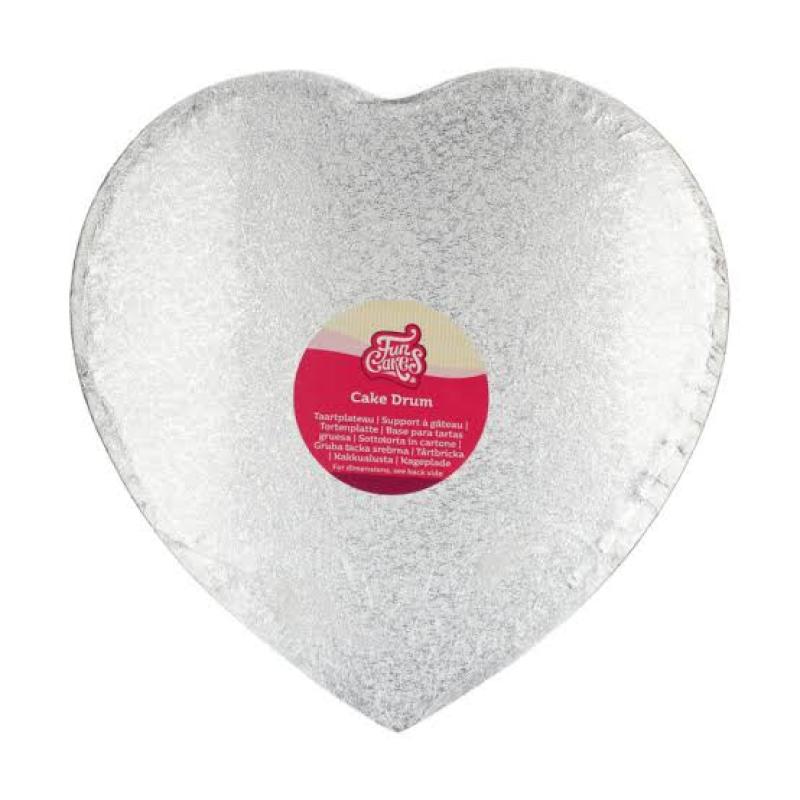 Podložka pod tortu hrubá v tvare srdca strieborná (silver) 27,5 cm